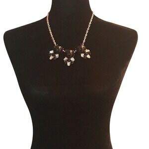 Black Silver Statement Necklace Crystal Rhinestone Bib Cluster Choker Adjustable